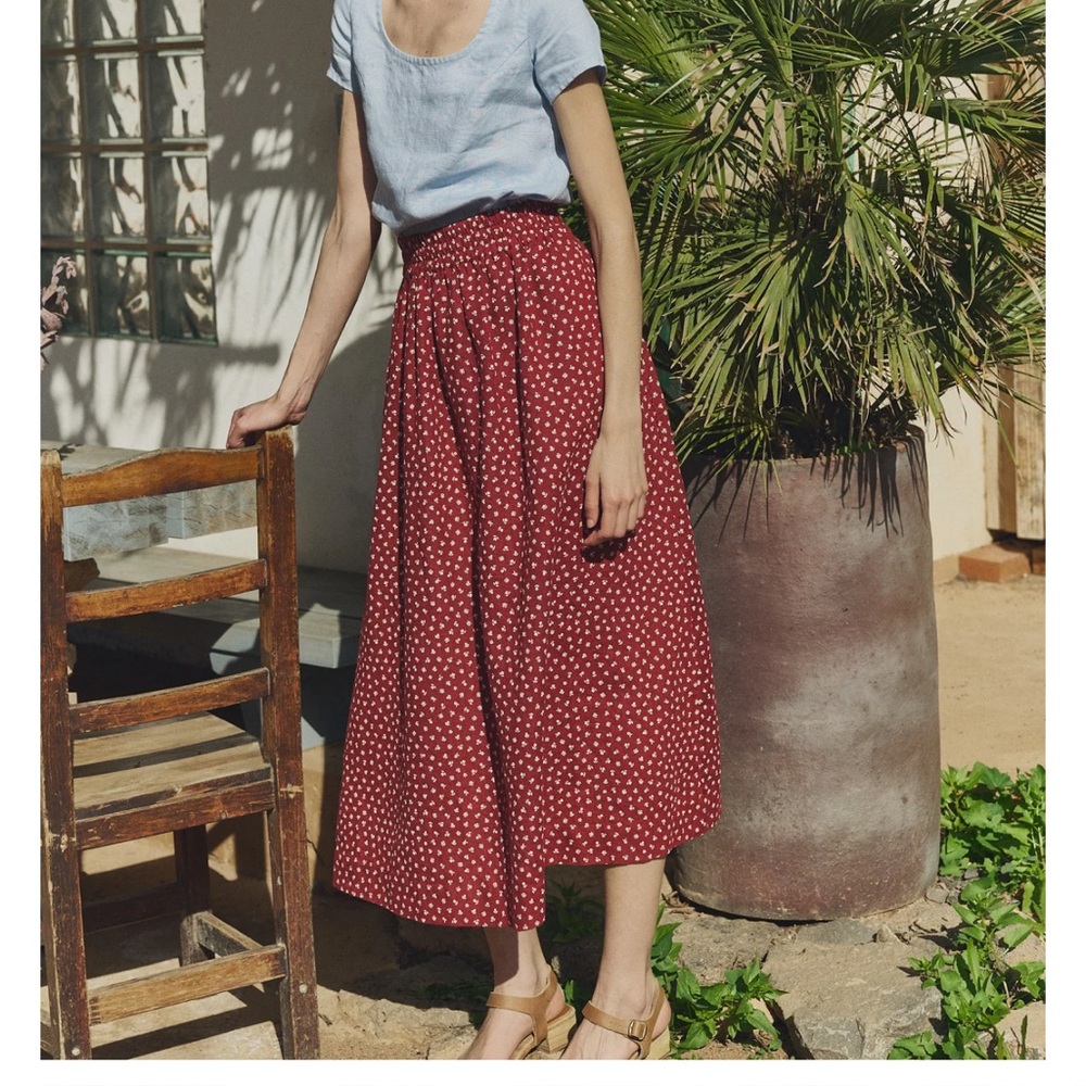 Not Perfect Linen Sion Skirt Red Idyllic Burgundy Size Medium